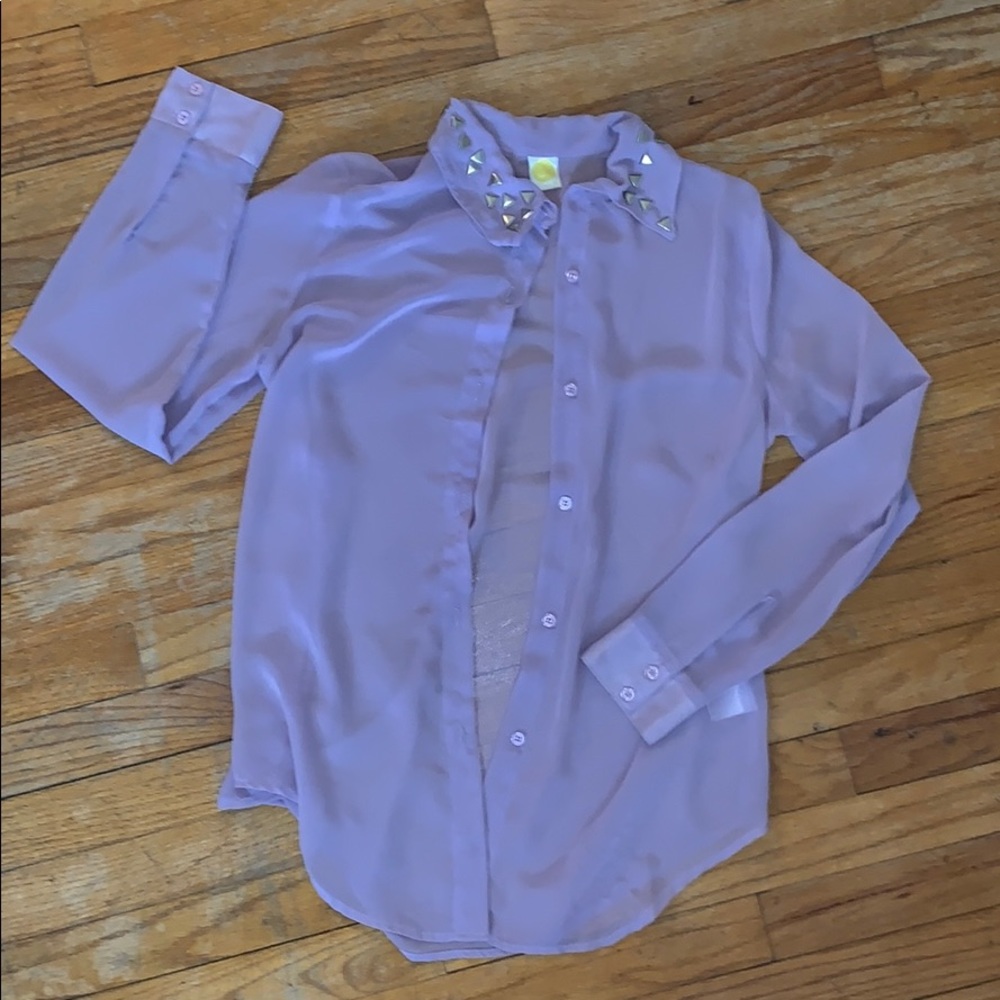 Wildfox sheer Lilac long sleeve button up